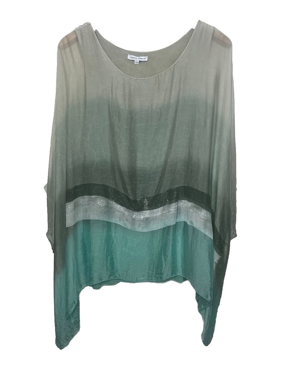 Tempo Paris Silk Viscose Overlay Shimmer Dolman Batwing Top Women’s Sz Large